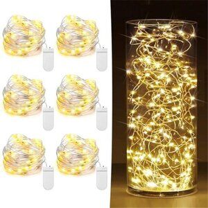 Battery Operated Fairy Lights 6 Pack 7ft LED Twinkle String Lights Warm White